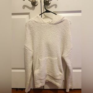 No Comment NY-LA White Fuzzy Sweater